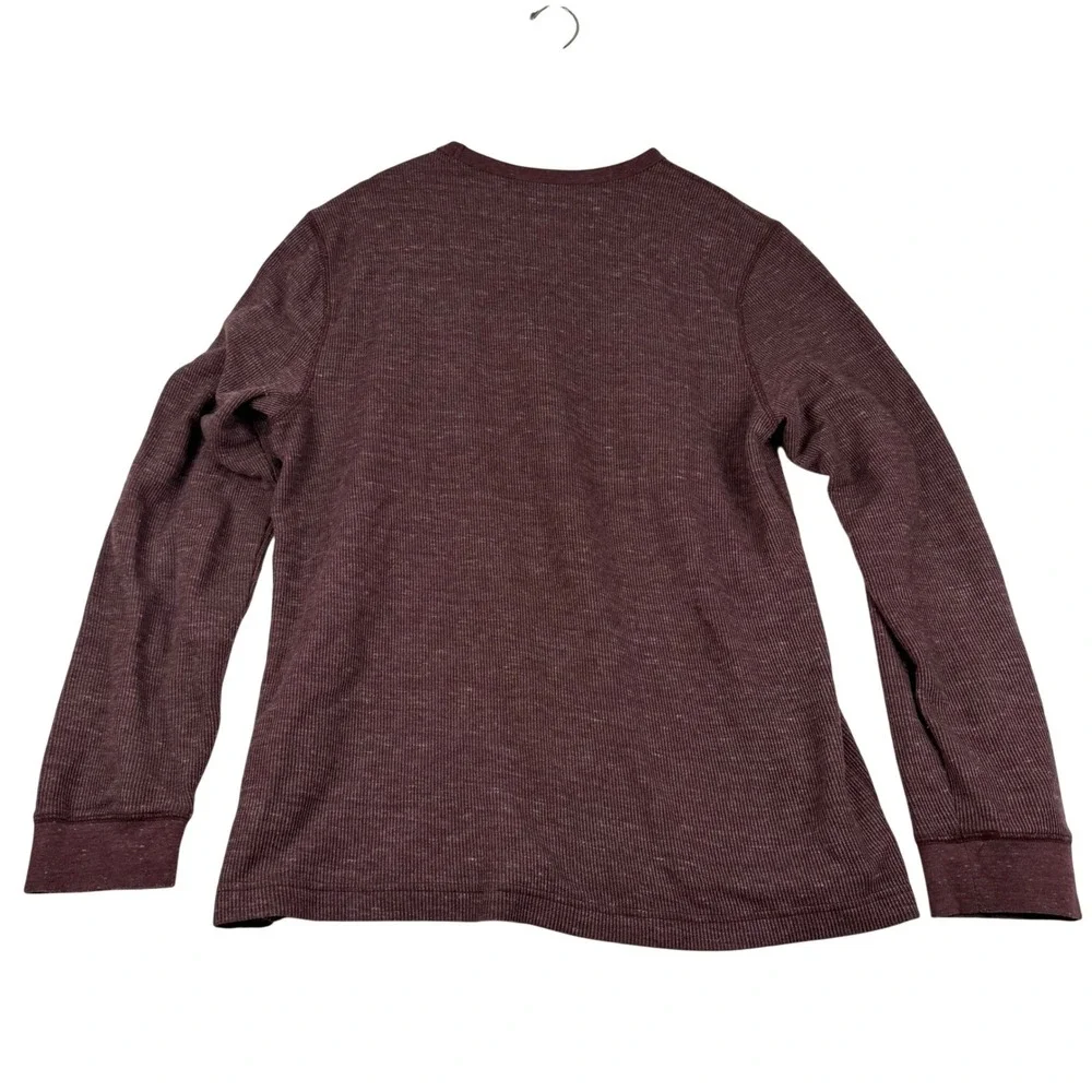 Sonoma Mens Thermal Shirt Large Burgundy Waffle Knit Long Sleeve Crew Neck L